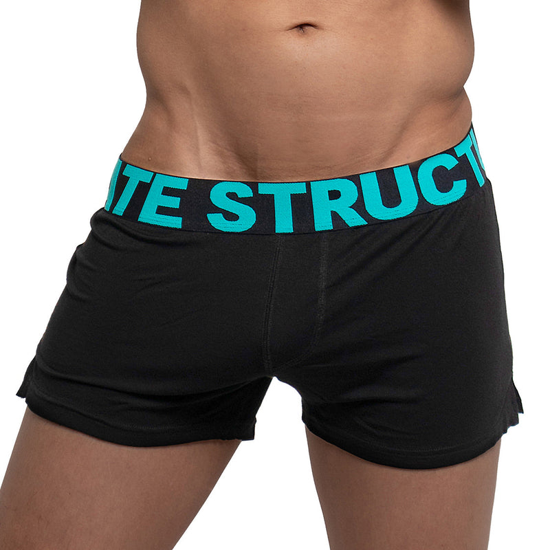 Private Structure Modality Lounge Shorts Inner Bulge Black Turquoise 4183 92