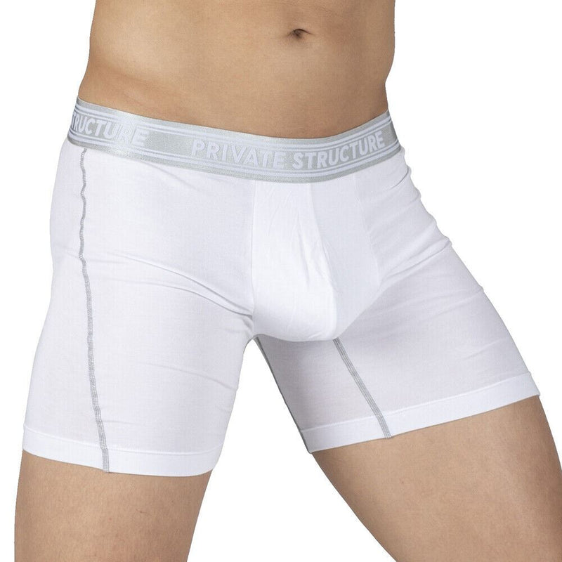 PRIVATE STRUCTURE Viscose Bamboo Long Boxer Brief Mid Waist Bright White 4380