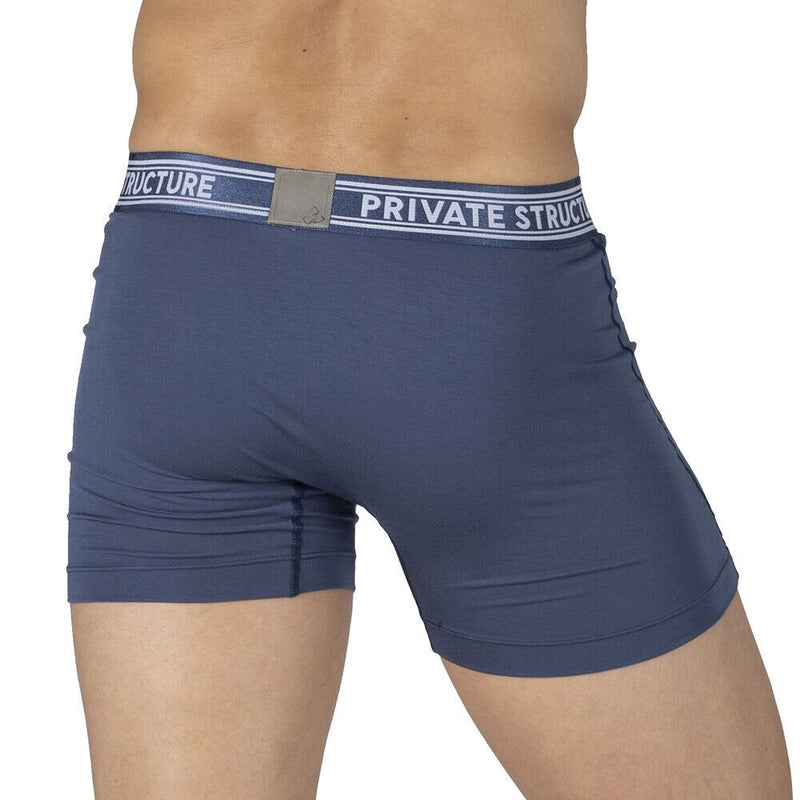 PRIVATE STRUCTURE Viscose Bamboo Long Boxer Brief Mid Waist Citadel Blue 4380