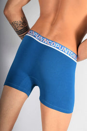 PUNTO BLANCO Long Boxer Organic Cotton Boxer Stretchy Plain Blue 3559