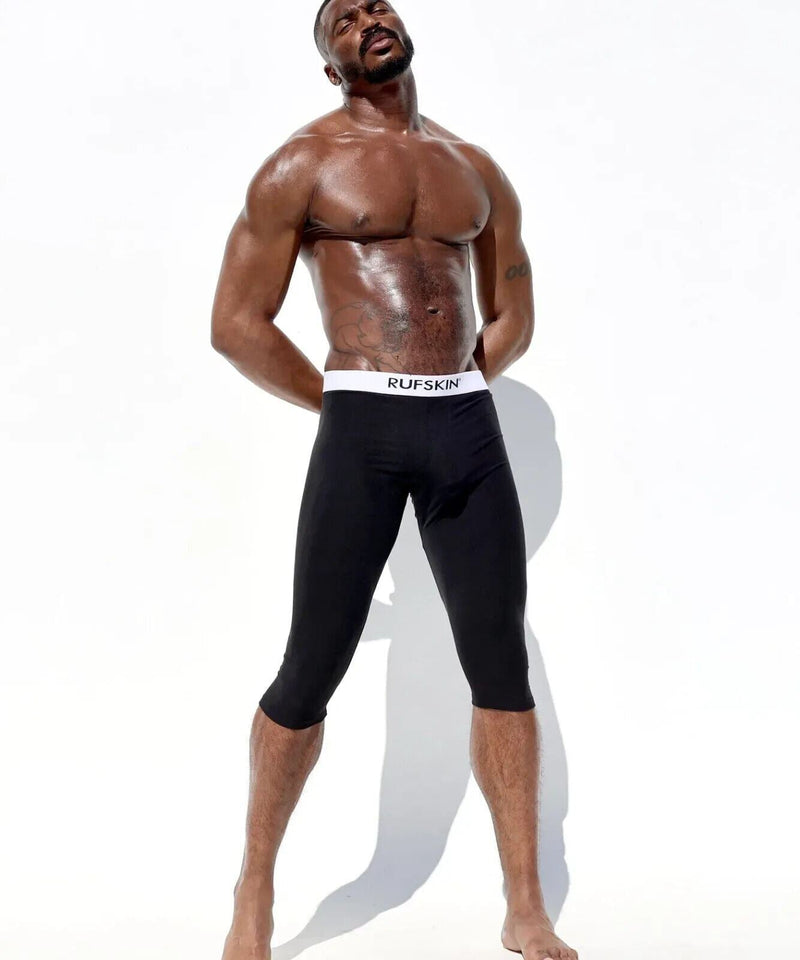 RUFSKIN 3/4 Length Legging TRITON Arched Seam Faux-Fly Jet Black Leggings