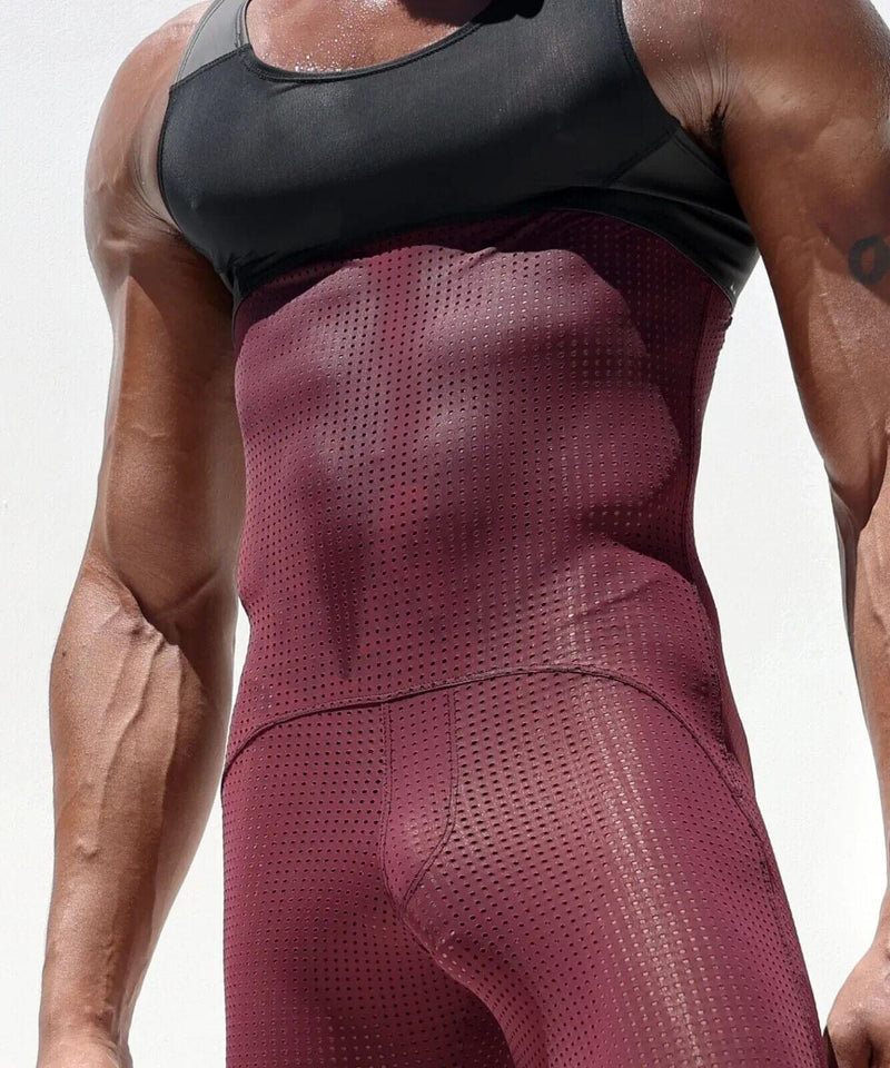 RUFSKIN SOMERSAULT Sport Bodysuit 3/4 Length Perforated Stretchy Mesh Singlet