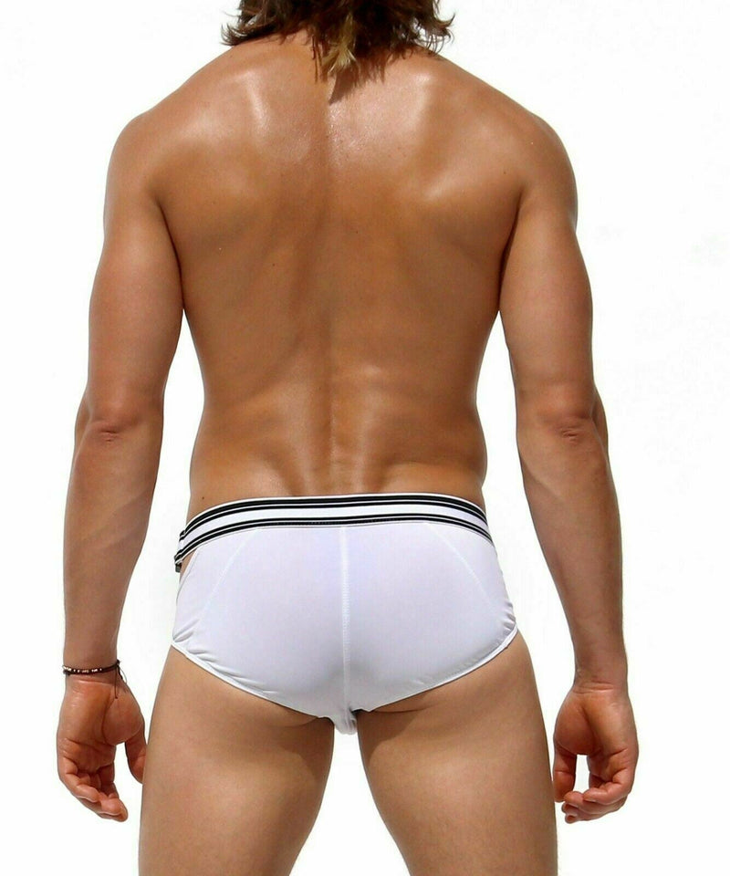 RUFSKIN! Swimwear DICE Jacquard Elastic Swim-Briefs Stretchy Nylon Whte 46