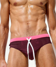 RUFSKIN THEO Swim-Briefs Perforated Swimwear See-Through Bubble Gum 44