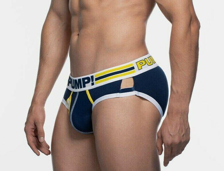 SexyMenUnderwear.com PUMP Sidecut Brief RECHARGE Navy Stretch Cotton Briefs 12061 69