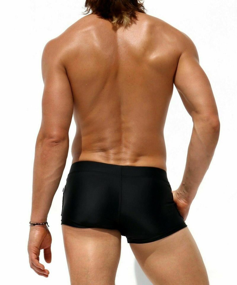 SexyMenUnderwear.com RUFSKIN Swim Trunk ZECA Stretchy Swimwear Nylon Faux Fly Black 36