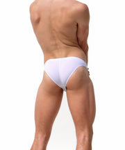 SexyMenUnderwear.com RUFSKIN! Swimwear CARVER Bikini Cut Swim-Brief Premium Stretch Nylon White 20