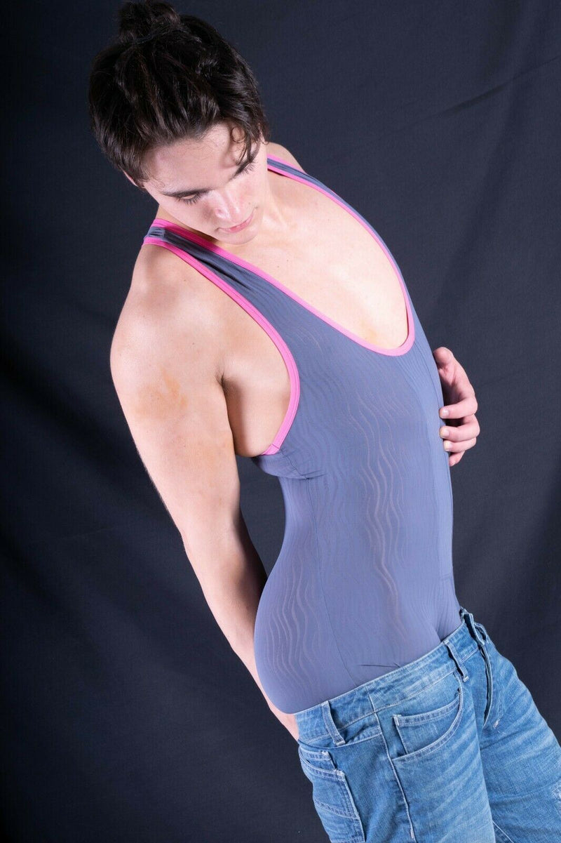 SexyMenUnderwear.com Sexy men fashion sheer Body suit sensual singlet Underwear  F2001 14d