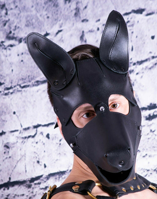 SexyMenUnderwear.com Sexy Men Leather Shop Puppy Mask 100% Leather Puppy Hood Dog Head Masks
