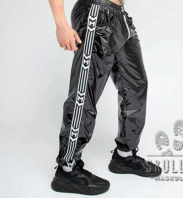 SexyMenUnderwear.com Shiny Nylon Pants MASKULO Skulla Socker Lightweight Thin Pants White PN072-80
