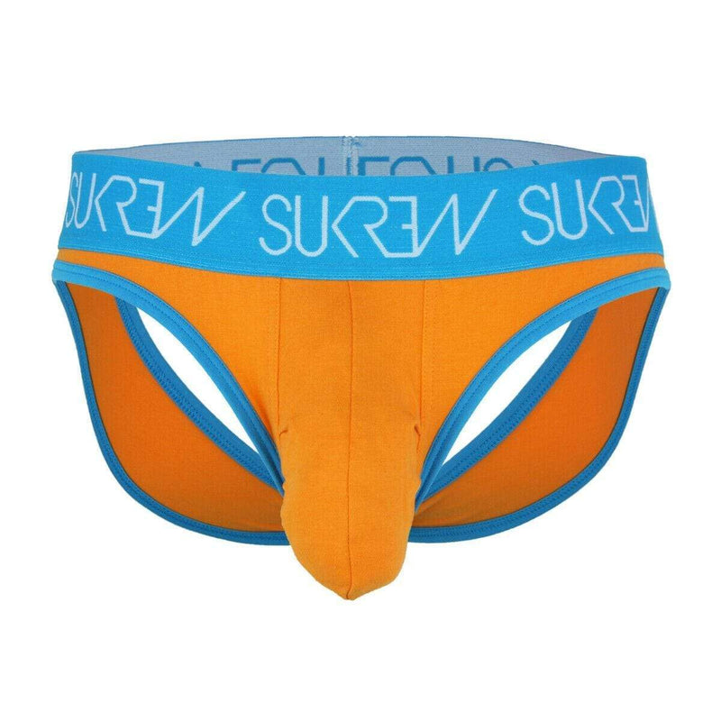 SexyMenUnderwear.com Sukrew Jock GreenWich V-Briefs Big Pouch Bulge Soft Cotton Jockstraps Orange 13