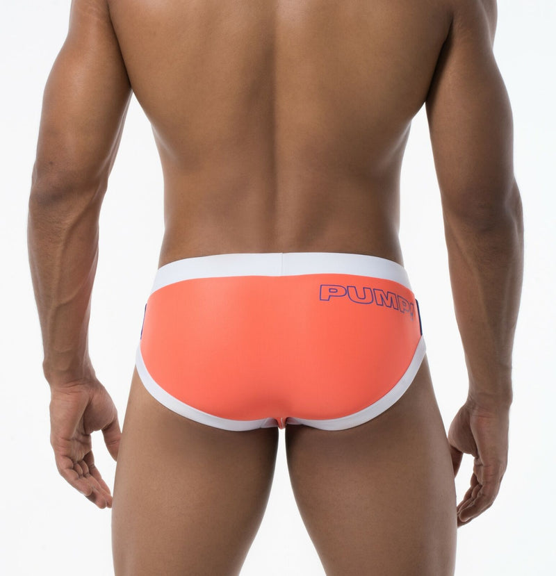 SexyMenUnderwear.com Swim-Brief PUMP!  Swimwear WaterBrief Adjustable Drawstring CORAL 13008 T11