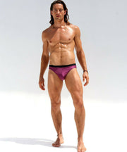 SexyMenUnderwear.com Swimwear RUFSKIN! Swim-Brief Combo Thong 'ZU' Fusion T-Back Swimsuit Shiny Wine