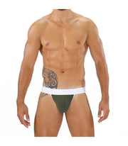SexyMenUnderwear.com TOF PARIS Alpha Jockstrap Sexy Soft Cotton Bi-Stretch Jersey Khaki-White 15