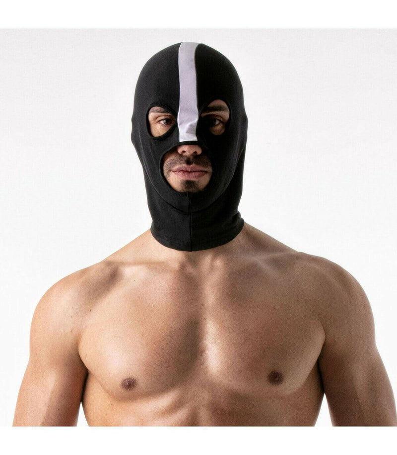 SexyMenUnderwear.com ONE SIZE "TOF PARIS" Bad Boys Hood Cagoule High Stretch Lycra Hood  Black&White One Size