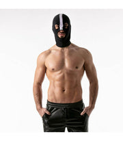 SexyMenUnderwear.com ONE SIZE "TOF PARIS" Bad Boys Hood Cagoule High Stretch Lycra Hood  Black&White One Size