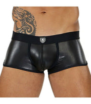 SexyMenUnderwear.com TOF PARIS Boxer FETISH Leather Imitation Stretch Fabric Low Curved Black/Bk 7
