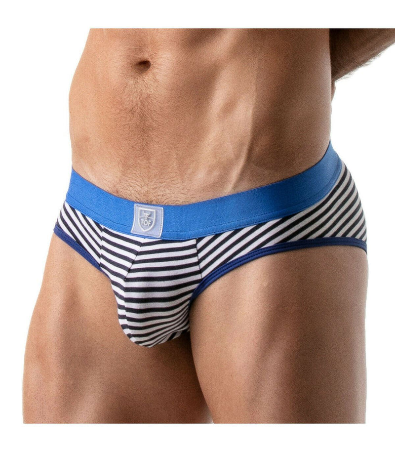 SexyMenUnderwear.com TOF PARIS Brief Stripe Push Up Briefs Cotton Jersey Blue 21