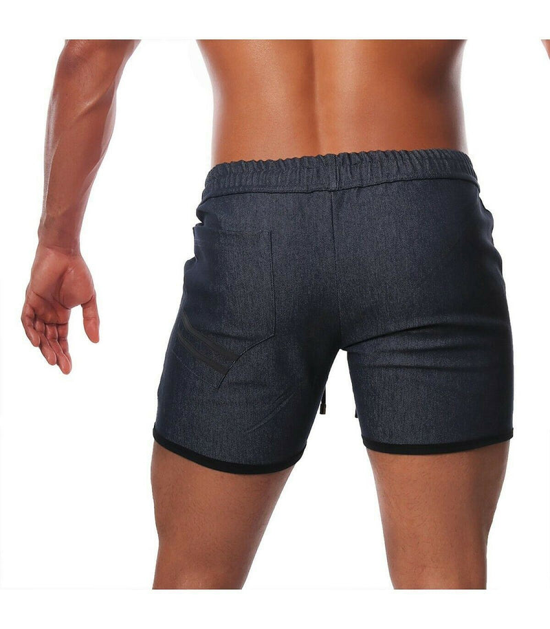 SexyMenUnderwear.com TOF PARIS COWBOY LONG SHORTS Low-Slung Drawstring Modern Style Dark Blue T1