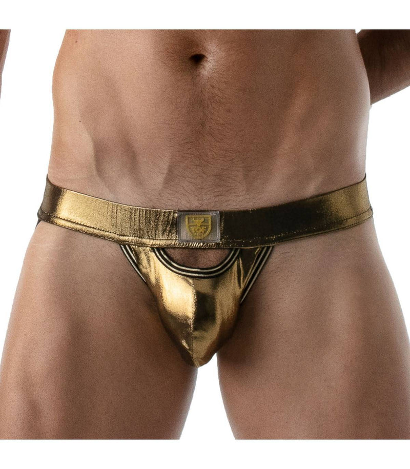 SexyMenUnderwear.com TOF PARIS Fantasy Jockstrap Stretchy Jock MicroFiber Metallic Golden 49