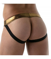 SexyMenUnderwear.com TOF PARIS Fantasy Jockstrap Stretchy Jock MicroFiber Metallic Golden 49