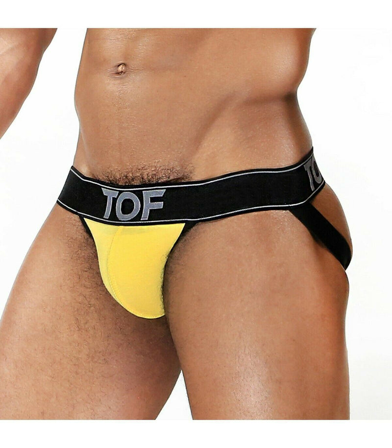 SexyMenUnderwear.com TOF PARIS JockStrap CARTER Sexy Cut Mens Jock Micro Modal Breathable Yel-BLACK 9