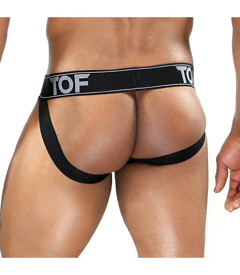 SexyMenUnderwear.com TOF PARIS JockStrap FETISH Total Black Ultra Sexy Elastic Bands Faux Leather 4