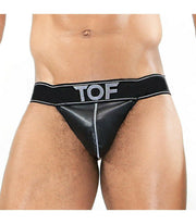 SexyMenUnderwear.com TOF PARIS JockStrap FETISH Total Black Ultra Sexy Elastic Bands Faux Leather 4