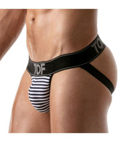 SexyMenUnderwear.com TOF PARIS Jockstrap Stripe Push Up Jock Cotton Jersey Navy-Black 19