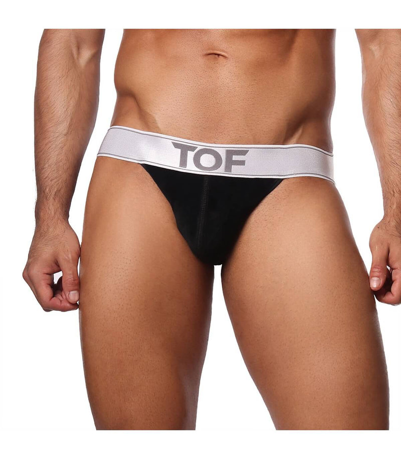 SexyMenUnderwear.com TOF PARIS Jockstrap VIENNA Velvet Jock Sensual Black/White 23