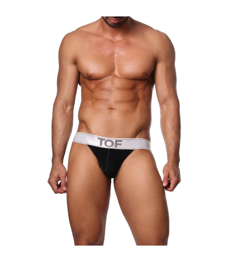 SexyMenUnderwear.com TOF PARIS Jockstrap VIENNA Velvet Jock Sensual Black/White 23