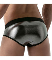 SexyMenUnderwear.com TOF PARIS Metal Brief Metallic Breathable Silver Briefs 55