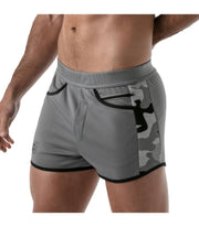 SexyMenUnderwear.com TOF PARIS Short Camo Gym Low-Waisted Sports Shorts Grey T8
