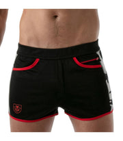 SexyMenUnderwear.com TOF PARIS Short Gym Camo Low-Waisted Sports Shorts Antibacterial Satin Black T8