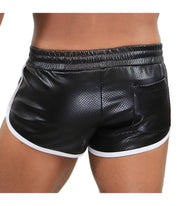 SexyMenUnderwear.com TOF PARIS Short PILOT Retro Perforated Leatherette Sexy Shorts Tight Cut T2