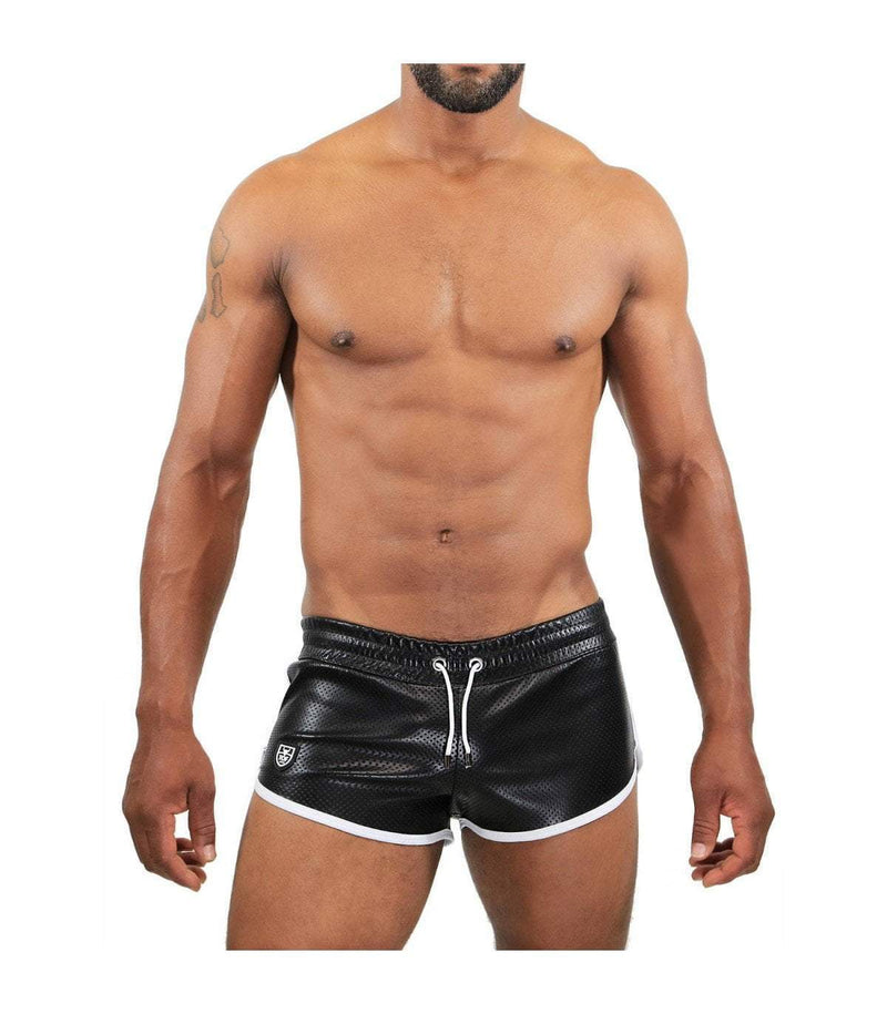 SexyMenUnderwear.com TOF PARIS Short PILOT Retro Perforated Leatherette Sexy Shorts Tight Cut T2