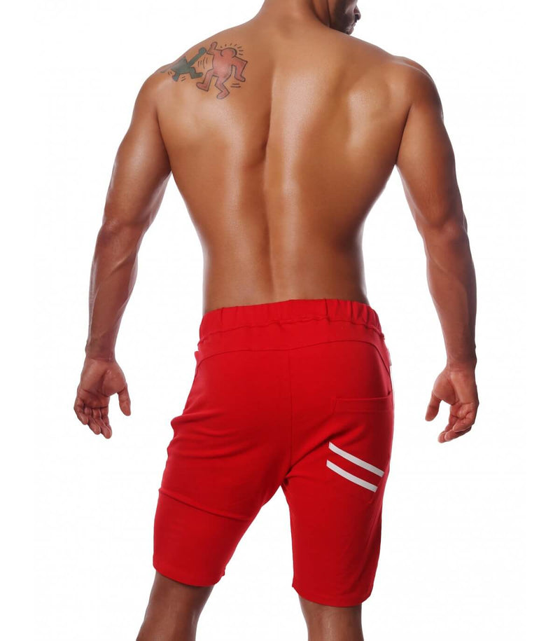 SexyMenUnderwear.com TOF PARIS Shorts Fabio Soft Cotton Athletic look Short Red/White 46