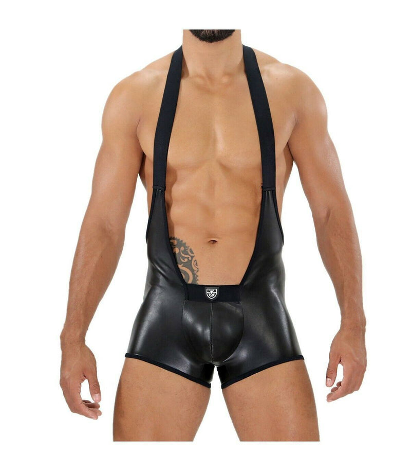 SexyMenUnderwear.com TOF PARIS Singlet BodySuit FETISH One Piece Wrestler Outfit Leather-look black 2