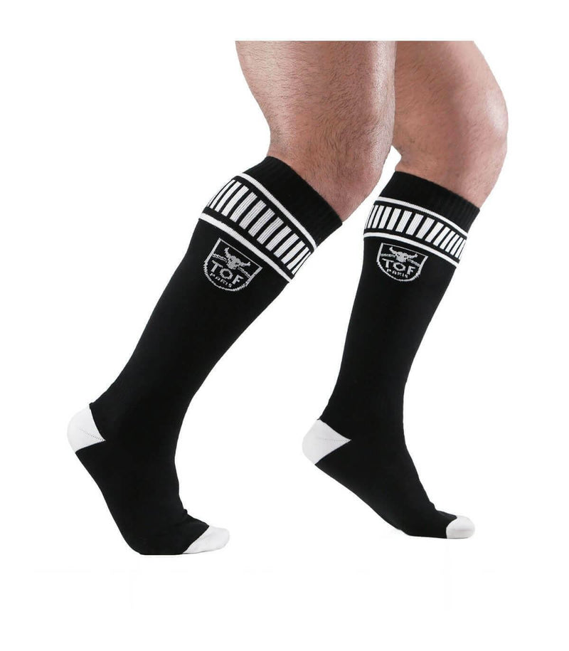 SexyMenUnderwear.com S/M TOF PARIS Socks Footish Sock Chaussettes Sport Robust Ankle Tight Black & White