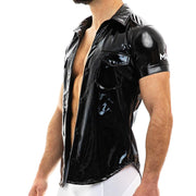 SexyMenUnderwear.com VIRAL VINYL SHIRT MODUS VIVENDI SHIRT MUSCLE FIT BLACK 08041 80