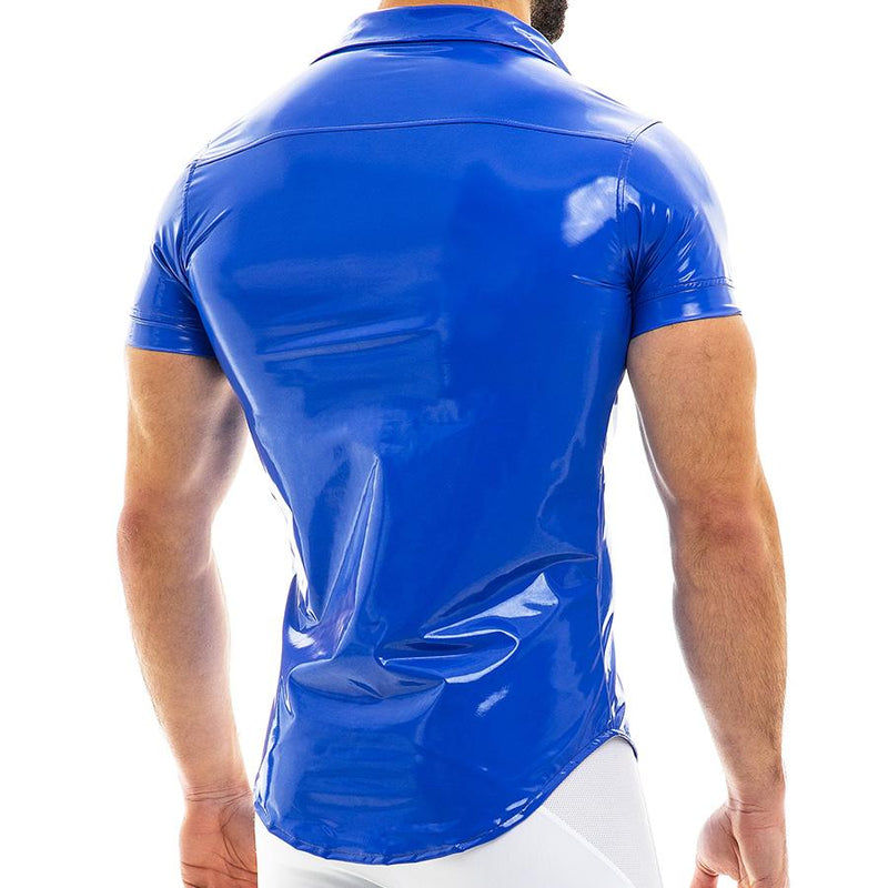 SexyMenUnderwear.com VIRAL VINYL SHIRT MODUS VIVENDI T-SHIRT MUSCLE FIT BLUE 08041 80
