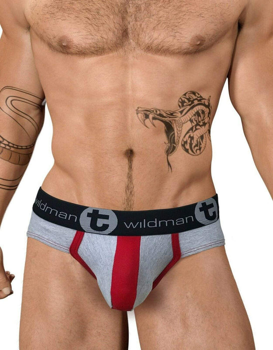 WildmanT Briefs Stretch Cotton Underwear BigBoy Pouch Brief Gray/Red COBR 1  — SexyMenUnderwear.com