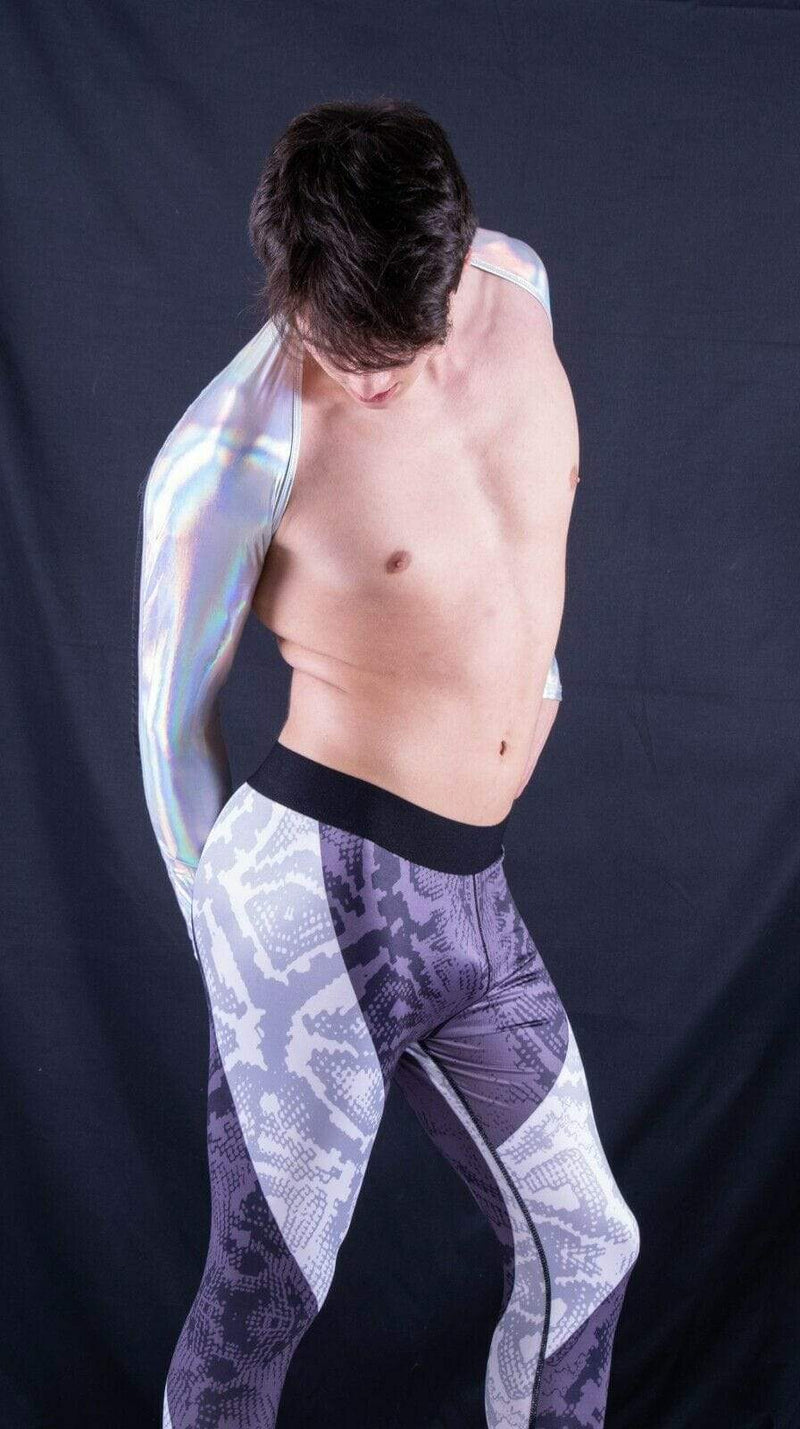 SexyMenUnderWear Mens Legging Tight Fit SportsWear Meggings Fashion Design Gray