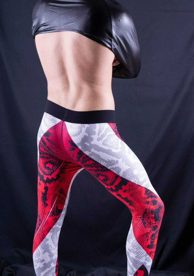 SexyMenUnderWear Mens Leggings Tight-Fit Sporty Leggings Fashion Look Meggings RED