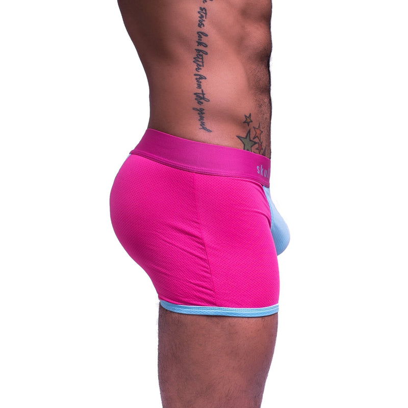 SKULL & BONES Boxer Trunk Sport Mesh Double Layer Fabric Gusset Neon Pink 12