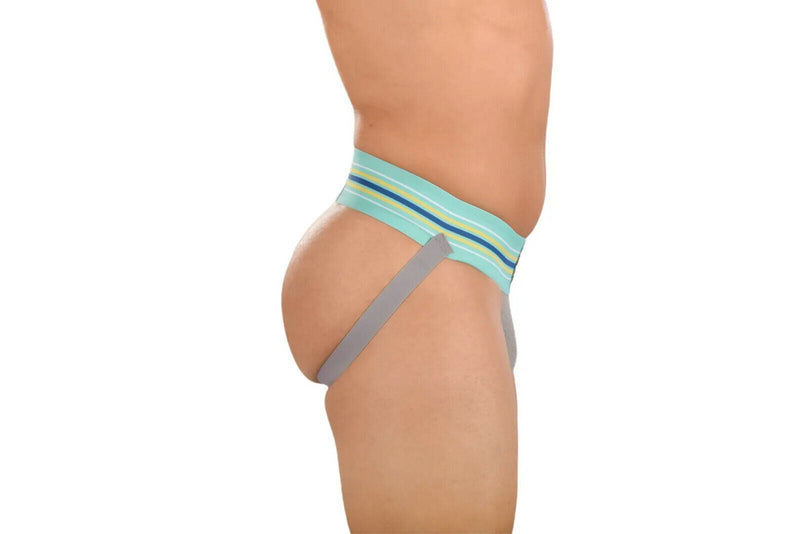 SKULL & BONES Jock Locker Room Jockstrap Grey Turquoise 17