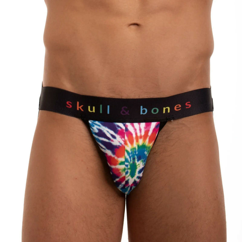 SKULL & BONES Jockstrap Gay Pride TIE DYE Jock Wild Rainbow Super Soft 22