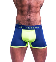 SKULL & BONES Sport Mesh Boxer Trunk Double Fabric Layer Gusset Neon Navy 12