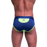 SKULL & BONES Sport Mesh Brief Double Fabric Layer Gusset Navy Neon Green 11