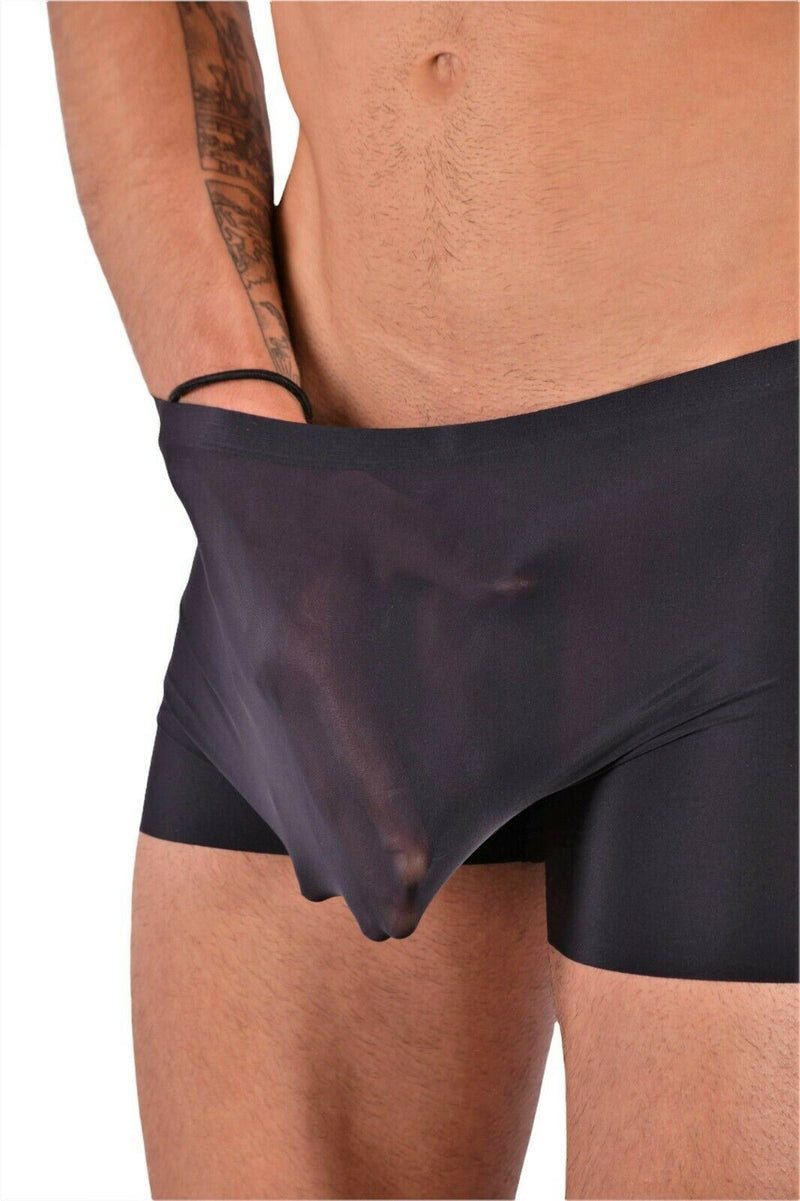 SMU Boxer Sexy Stretchy Silky  second Skin Ice total c-through when wet Black